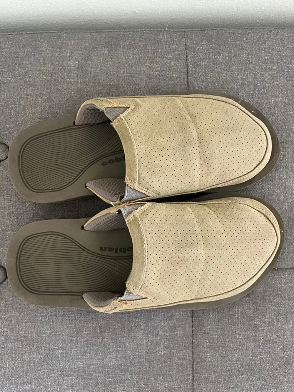 Cobian Men’s Slip-On Loafers in Beige and Olive